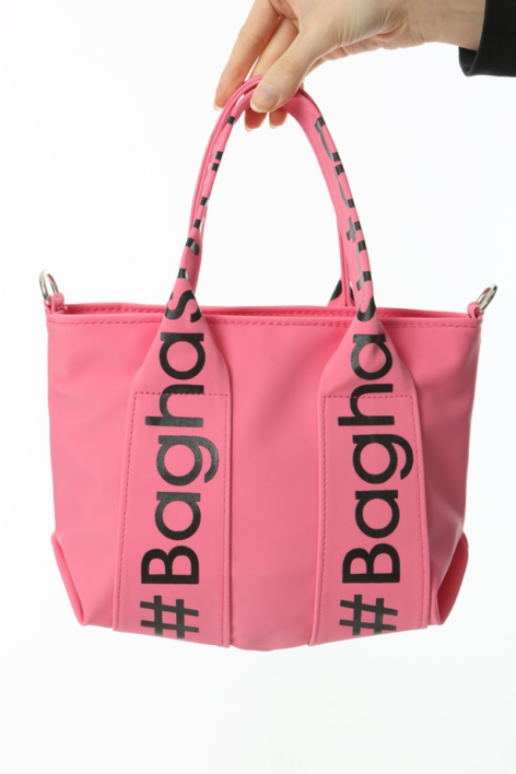 Baghashtag Pembe Mini Su Geçirmez Kulp Yazılı Tote Çanta - Görsel 2