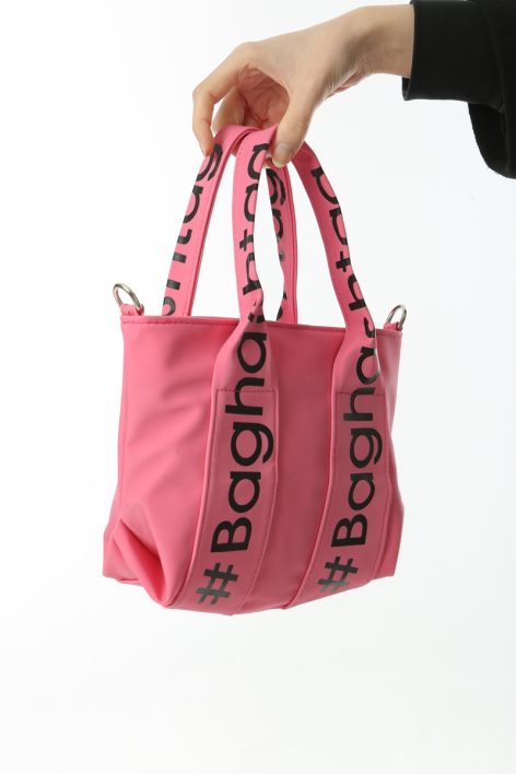 Baghashtag Pembe Mini Su Geçirmez Kulp Yazılı Tote Çanta - Görsel 5