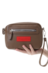Baghashtag Kahverengi Minik Unisex 3 Gözlü Deri Çanta