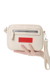 Baghashtag Krem Minik Unisex 3 Gözlü Deri Çanta