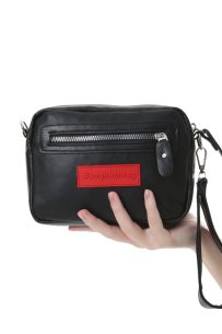 Baghashtag Siyah Minik Unisex 3 Gözlü Deri Çanta