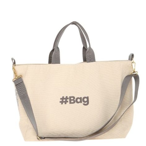Baghashtag #BagSeries Gri Kanvas Tote Çanta