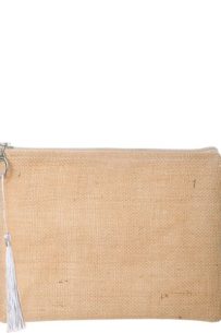 Baghashtag Beyaz Püsküllü Jüt Clutch Bez Çanta