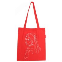 Baghashtag Kırmızı Bez Çanta İnci Küpeli Kız Baskılı