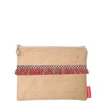 Baghashtag Kırmızı İp Püsküllü Jüt Clutch Bez Çanta