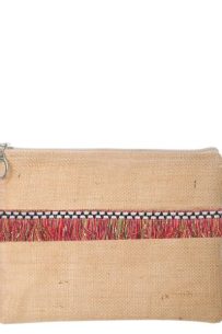 Baghashtag Kırmızı İp Püsküllü Jüt Clutch Bez Çanta
