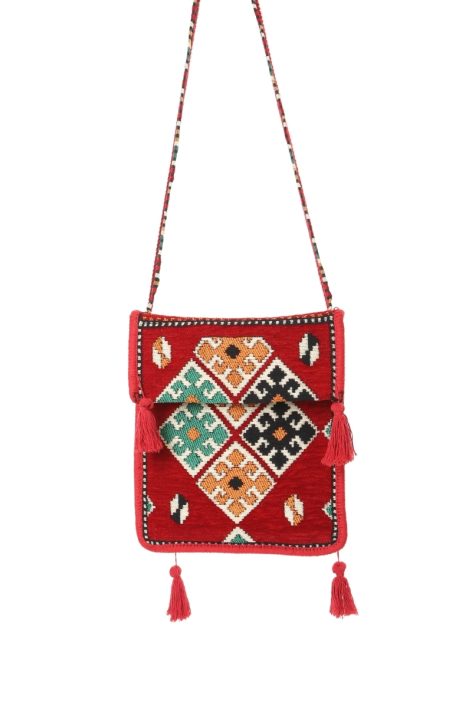 Baghashtag Kırmızı Kilim Motifli Heybe Çanta - Görsel 8