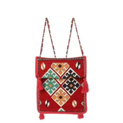 Baghashtag Kırmızı Kilim Motifli Heybe Çanta