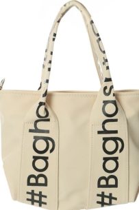 Baghashtag Krem Mini Su Geçirmez Kulp Yazılı Tote Çanta
