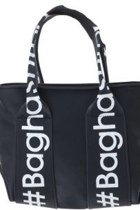 Baghashtag Lacivert Mini Su Geçirmez Kulp Yazılı Tote Çanta