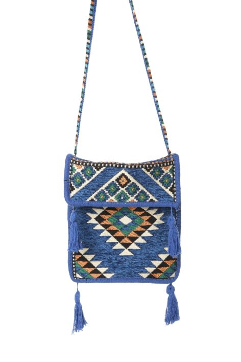 Baghashtag Mavi Kilim Motifli Heybe Çanta - Görsel 7