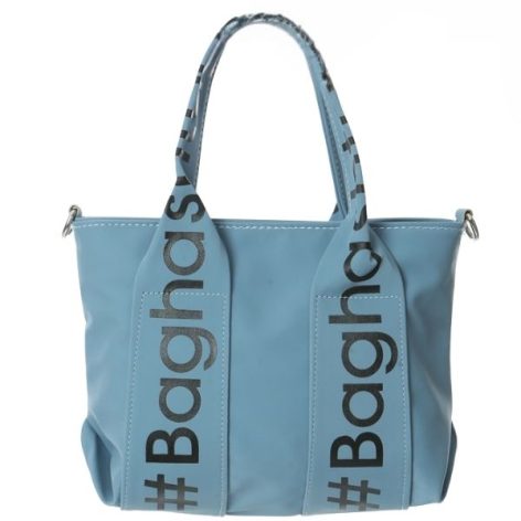 Baghashtag Mavi Mini Su Geçirmez Kulp Yazılı Tote Çanta