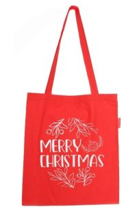 Baghashtag Merry Christmas Baskılı Kırmızı Bez Çanta