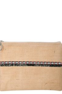 Baghashtag Minimal Siyah Fosfor Püsküllü Jüt Clutch Bez Çanta