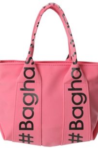 Baghashtag Pembe Mini Su Geçirmez Kulp Yazılı Tote Çanta