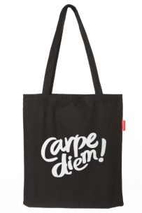 Baghashtag Siyah Bez Çanta Carpe Diem Baskılı