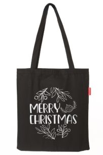 Baghashtag Siyah Bez Çanta Merry Christmas Baskılı