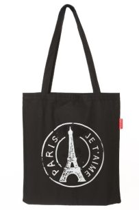 Baghashtag Siyah Bez Çanta Paris Baskılı