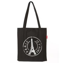 Baghashtag Siyah Bez Çanta Paris Baskılı