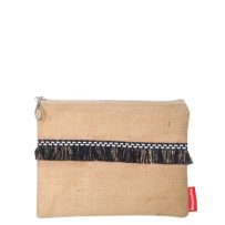 Baghashtag Siyah İp Püsküllü Jüt Clutch Bez Çanta