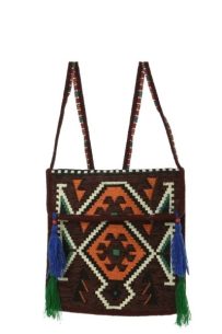 Baghashtag Siyah Kilim Motifli Heybe Çanta
