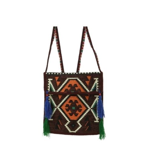 Baghashtag Siyah Kilim Motifli Heybe Çanta