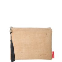 Baghashtag Siyah Püsküllü Jüt Clutch Bez Çanta