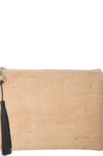 Baghashtag Siyah Püsküllü Jüt Clutch Bez Çanta