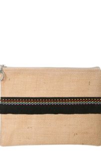 Baghashtag Siyah Püsküllü Renkli Noktalı Jüt Clutch Bez Çanta