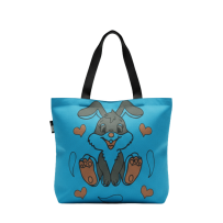 Baghashtag Sevimli Tavşan Baskılı Mavi Bez Çanta