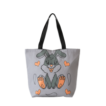 Baghashtag Sevimli Tavşan Baskılı Gri Bez Çanta