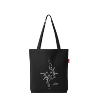 Baghashtag Ay ve Güneş Baskılı Siyah Bez Çanta