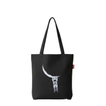 Baghashtag Aya Tutunan Astronot Baskılı Siyah Bez Çanta