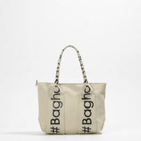 Baghashtag Bej Mini Su Geçirmez Kulp Yazılı Tote Çanta