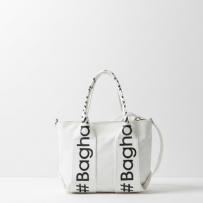 Baghashtag Beyaz Mini Su Geçirmez Kulp Yazılı Tote Çanta
