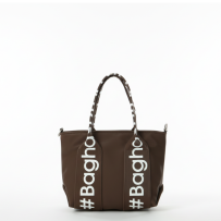 Baghashtag Kahverengi Mini Su Geçirmez Kulp Yazılı Tote Çanta