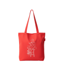 Baghashtag Kırmızı Bez Çanta  Taburede Oturan Kız