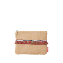 Baghashtag Kırmızı İp Püsküllü Jüt Clutch Bez Çanta