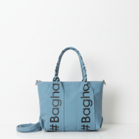 Baghashtag Mavi Mini Su Geçirmez Kulp Yazılı Tote Çanta