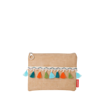 Baghashtag Renkli Pon Pon Püsküllü Jüt Clutch Bez Çanta