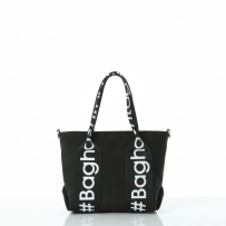 Baghashtag Siyah Mini Su Geçirmez Kulp Yazılı Tote Çanta