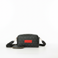 Baghashtag Siyah Minimal Desenli Çift Fermuarlı Deri Çanta