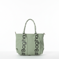 Baghashtag Yeşil Mini Su Geçirmez Kulp Yazılı Tote Çanta