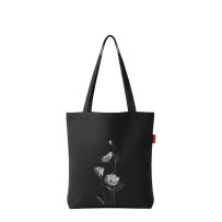 Baghashtag Zambak Baskılı Siyah Bez Çanta