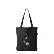 Baghashtag Zambak Baskılı Siyah Bez Çanta