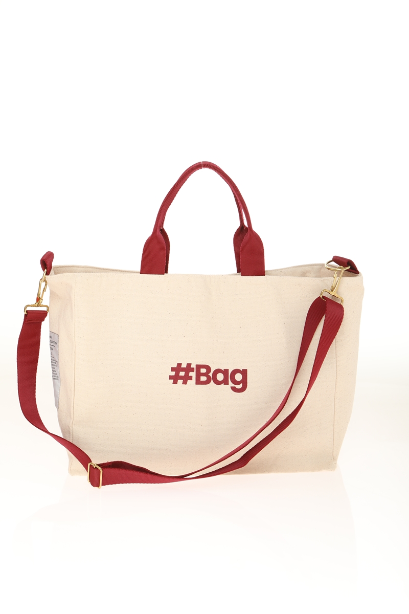 Baghashtag #BagSeries Bordo Kanvas Tote Çanta - Görsel 2