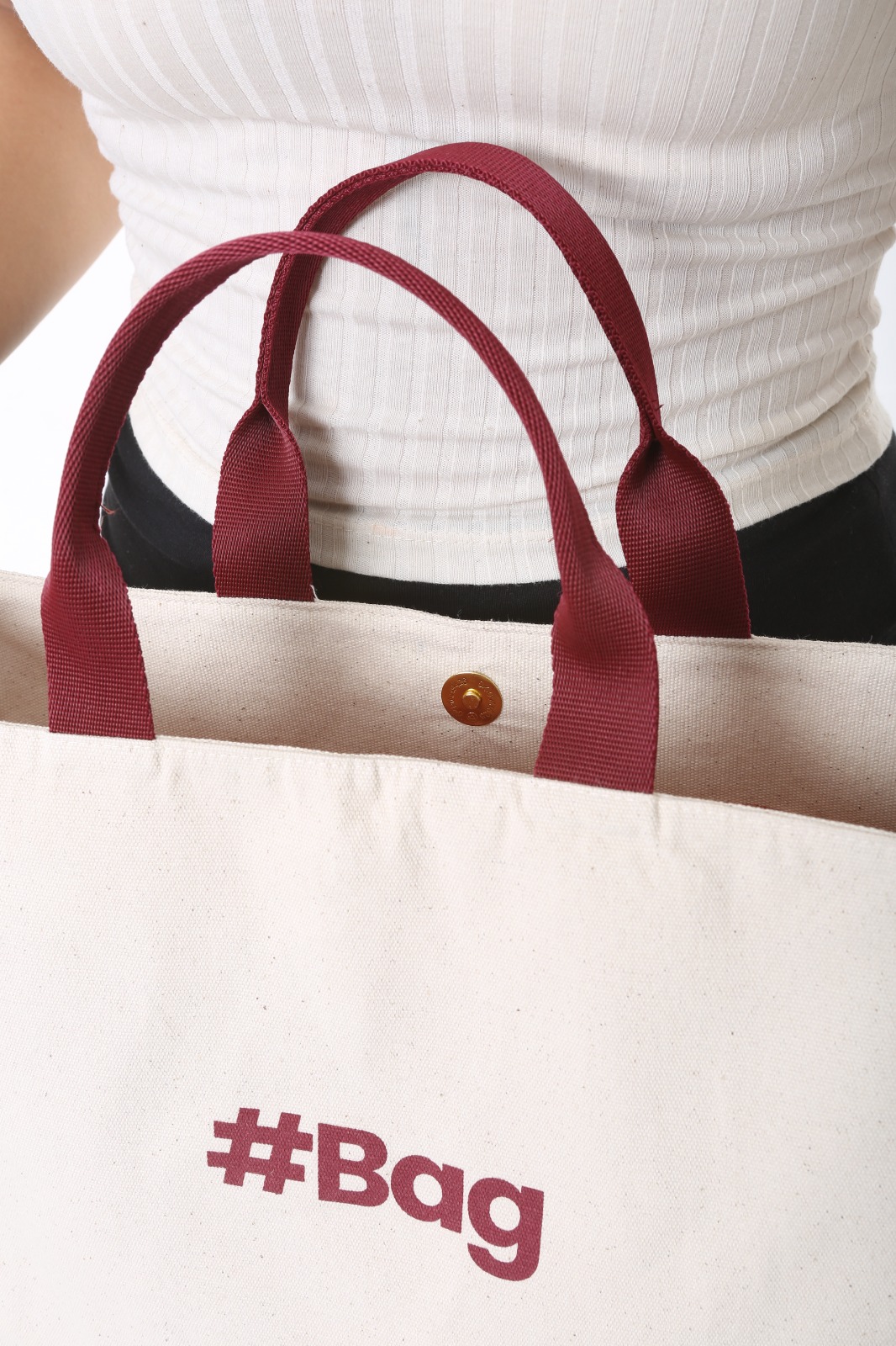 Baghashtag #BagSeries Bordo Kanvas Tote Çanta - Görsel 4