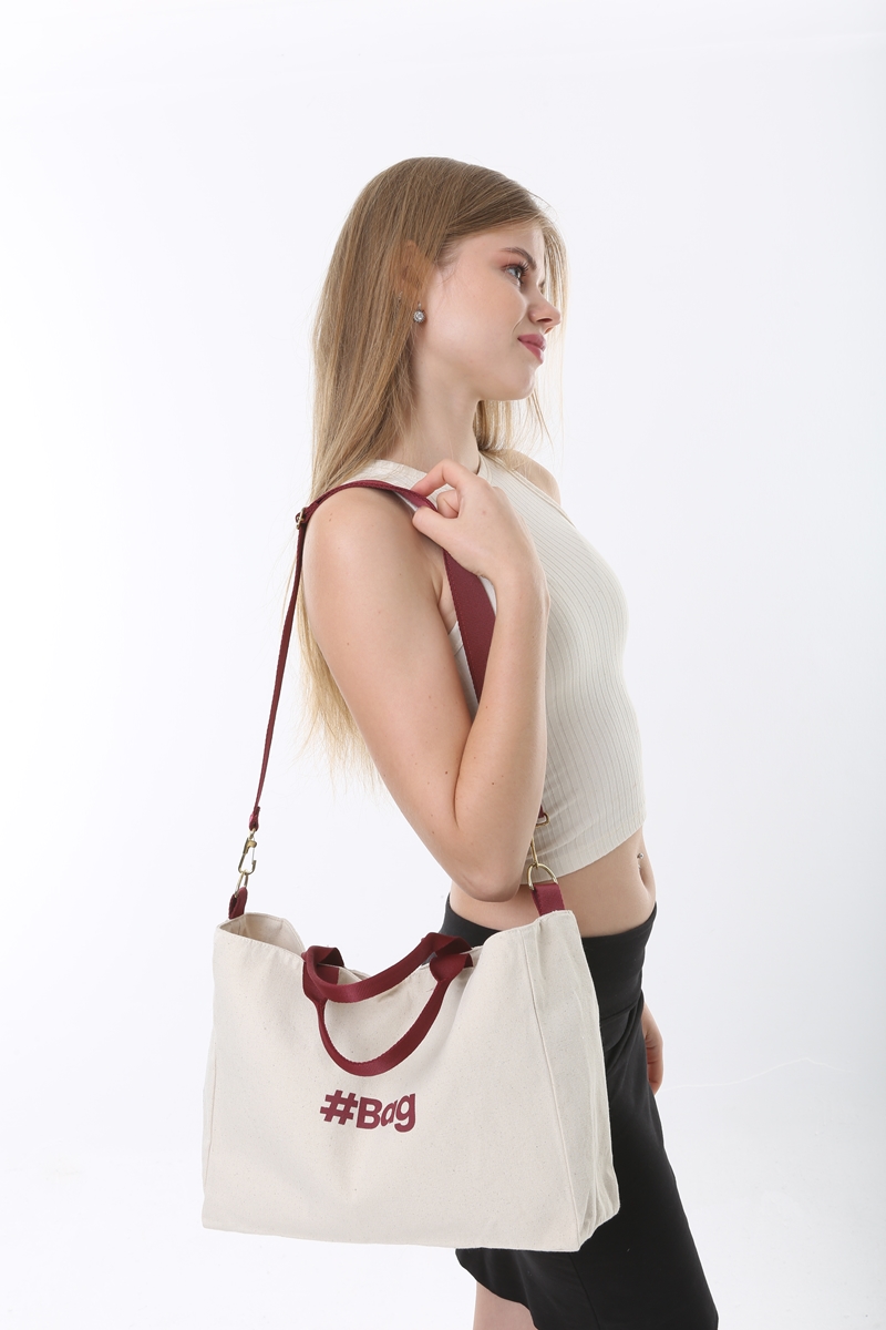 Baghashtag #BagSeries Bordo Kanvas Tote Çanta - Görsel 10