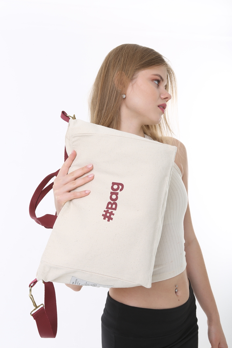 Baghashtag #BagSeries Bordo Kanvas Tote Çanta - Görsel 12