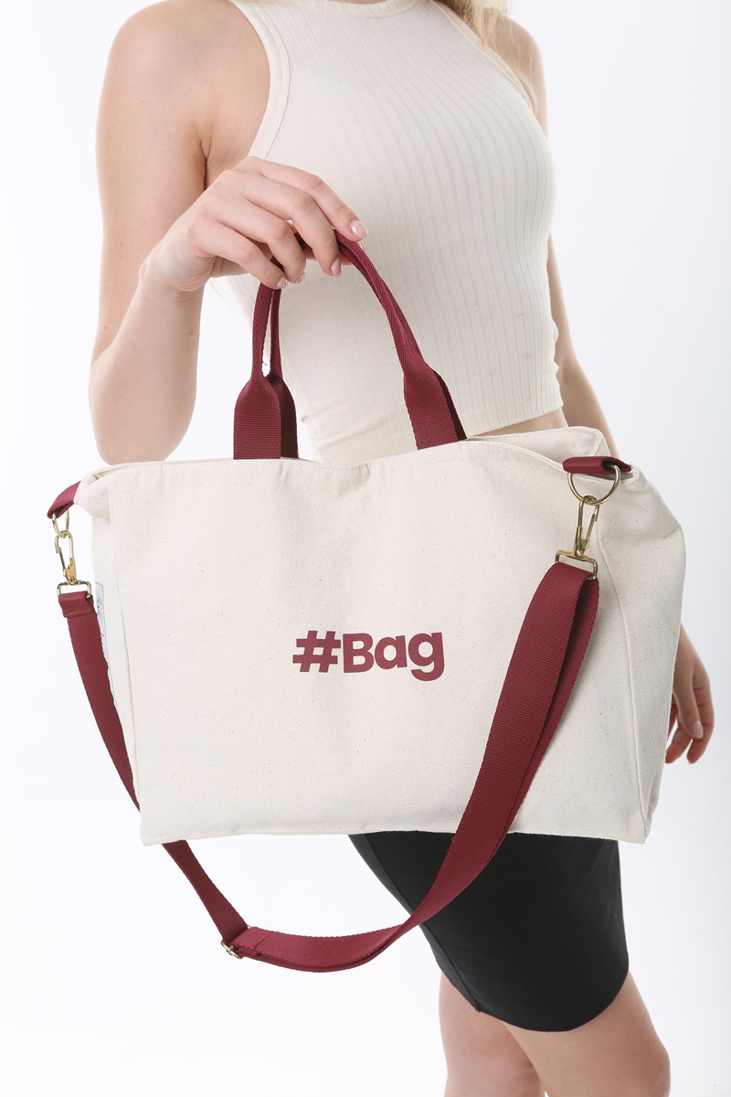 Baghashtag #BagSeries Bordo Kanvas Tote Çanta - Görsel 15